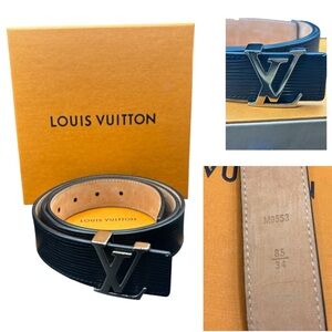 Louis Vuitton Epi Noir Logo Belt